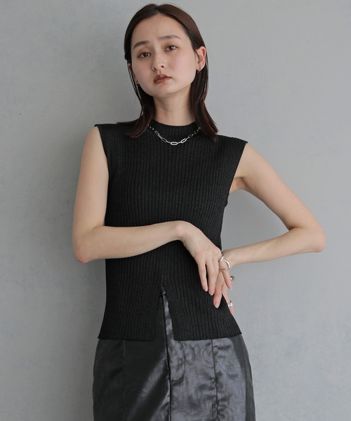 &g'aime(アンジェム)の「【&g'aime 】ラメ二重臼ニット Glitter Plated Knitwear(ニット/セーター・レディース・アイボリー/ブラウン/ブラック・FREE)」の3枚目の写真
