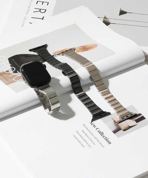 emonique(エモニーク)の「合金 アップルウォッチバンド Apple Watch バンド【38mm/40mm/41mm 対応】(デジタル腕時計・レディース・シルバー/ブラック/シルバー系・38)」の4枚目の写真