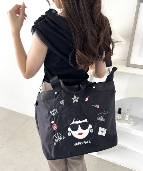 HAPPY FACE(ハッピーフェイス)の「エマ新刺繍2WAYトートBK(トートバッグ・レディース・ブラック・ONE SIZE)」の2枚目の写真