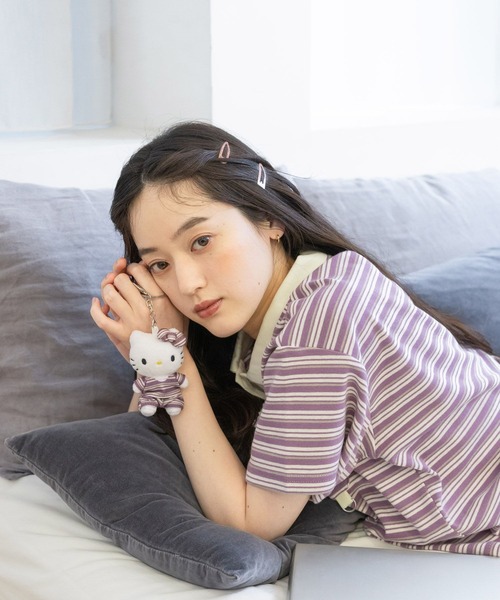sanrio（サンリオ）の「【ハローキティ】マルチボーダーポロセットアップ（ルームウェア/パジャマ・レディース・ピンク/ブラウン・FREE）」の11枚目の写真