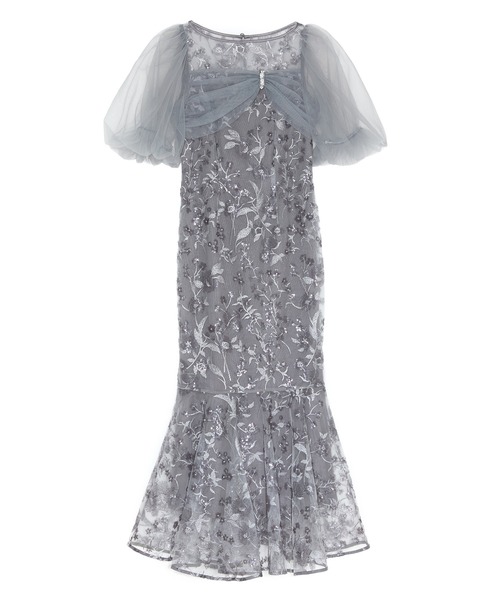 Leja（レジャ）の「【LEJA】チュールリボンスパンコールボリュームスリーブマーメイドワンピースドレス美脚効果結婚式 パーティードレス 成人式 二次会 同窓会 お呼ばれ オケージョン 20代 30代（ドレス・レディース・グレー・SMALL/MEDIUM）」の14枚目の写真