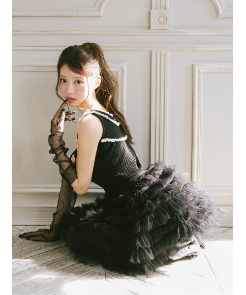 AmeliaMoi（アメリアモワ）の「3wayチュールミニワンピース（ワンピース・レディース・ホワイト/ブラック・FREE）」の8枚目の写真
