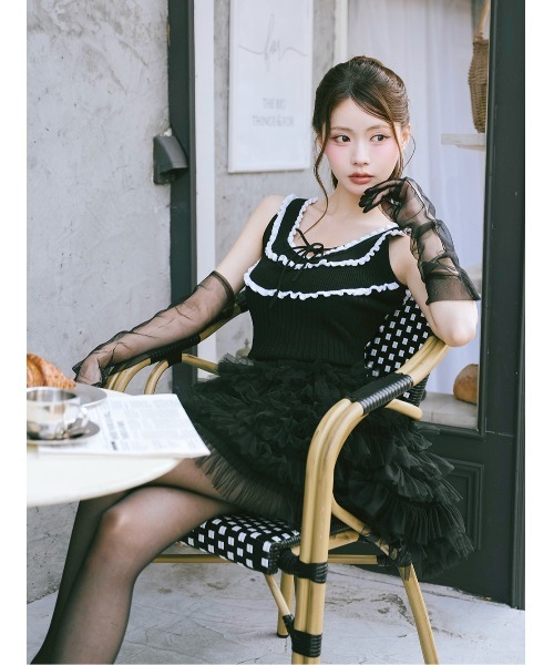 AmeliaMoi（アメリアモワ）の「3wayチュールミニワンピース（ワンピース・レディース・ホワイト/ブラック・FREE）」の9枚目の写真