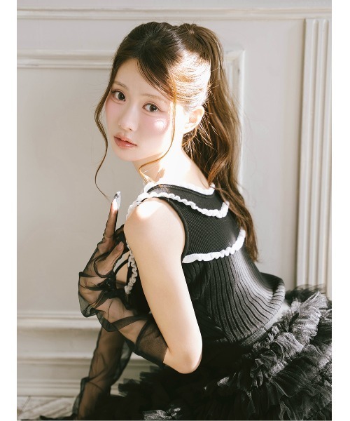 AmeliaMoi（アメリアモワ）の「3wayチュールミニワンピース（ワンピース・レディース・ホワイト/ブラック・FREE）」の12枚目の写真