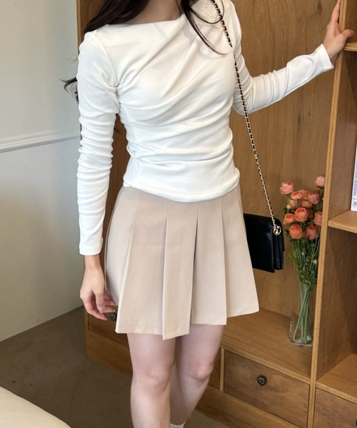 mineng（マイング）の「【2way/4カラー】オフショルドレープTシャツ（Tシャツ/カットソー・レディース・ピンク/ベージュ/ブラック/アイボリー・FREE）」の21枚目の写真