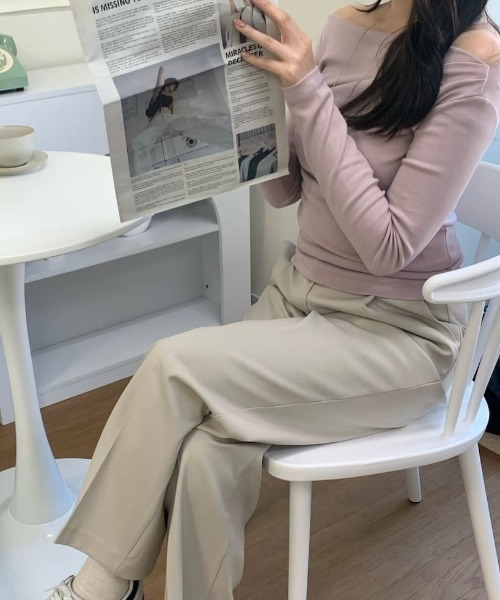 mineng（マイング）の「【2way/4カラー】オフショルドレープTシャツ（Tシャツ/カットソー・レディース・ピンク/ベージュ/ブラック/アイボリー・FREE）」の12枚目の写真