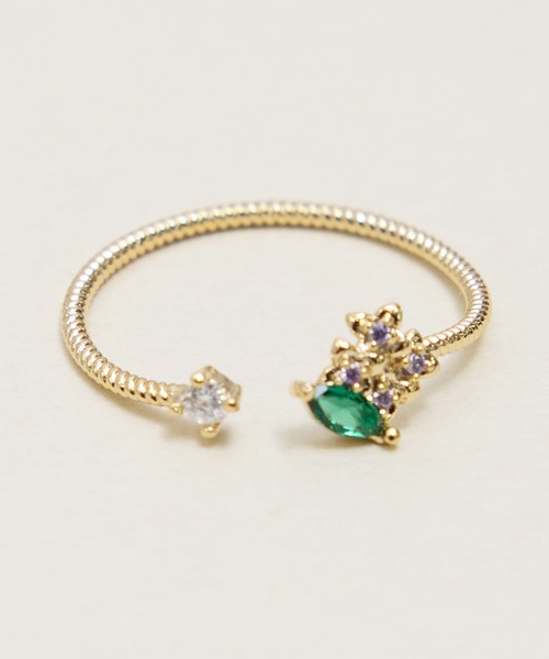 Zoule（ゾーラ）の「Zoule ゾーラ：FLOWER LETTER SERIES　jewel flower letter R-1　花言葉　チューリップ　スズラン　アジサイ　クローバー　コスモス　リング（リング・レディース・グリーン/ホワイト/レッド/パープル/ピンク・FREE）」の4枚目の写真