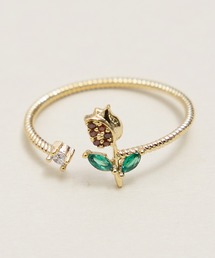Zoule ゾーラ:FLOWER LETTER SERIES jewel flower letter R-1 花言葉 チューリップ スズラン アジサイ クローバー コスモス リング