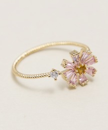 Zoule ゾーラ：FLOWER LETTER SERIES　jewel flower letter R-1　花言葉　チューリップ　スズラン　アジサイ　クローバー　コスモス　リング