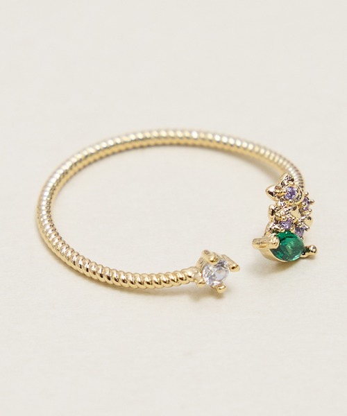 Zoule（ゾーラ）の「Zoule ゾーラ：FLOWER LETTER SERIES　jewel flower letter R-1　花言葉　チューリップ　スズラン　アジサイ　クローバー　コスモス　リング（リング・レディース・グリーン/ホワイト/レッド/パープル/ピンク・FREE）」の10枚目の写真