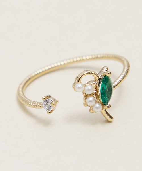 Zoule（ゾーラ）の「Zoule ゾーラ：FLOWER LETTER SERIES　jewel flower letter R-1　花言葉　チューリップ　スズラン　アジサイ　クローバー　コスモス　リング（リング・レディース・グリーン/ホワイト/レッド/パープル/ピンク・FREE）」の6枚目の写真