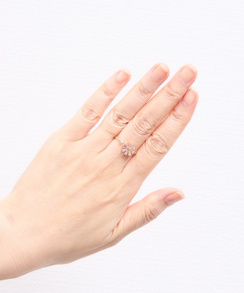 Zoule（ゾーラ）の「Zoule ゾーラ：FLOWER LETTER SERIES　jewel flower letter R-1　花言葉　チューリップ　スズラン　アジサイ　クローバー　コスモス　リング（リング・レディース・グリーン/ホワイト/レッド/パープル/ピンク・FREE）」の21枚目の写真