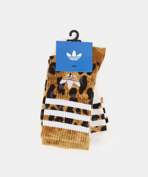 adidas Originals(アディダスオリジナルス)の「adidas originals / アディダス オリジナルス LEOPARD CREW SOCKS 2 PAIRS(ソックス/靴下・レディース・ブラウン・SMALL)」の1枚目の写真