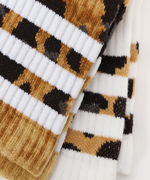 adidas Originals(アディダスオリジナルス)の「adidas originals / アディダス オリジナルス LEOPARD CREW SOCKS 2 PAIRS(ソックス/靴下・レディース・ブラウン・SMALL)」の2枚目の写真