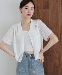 シアーポロニットカーディガン