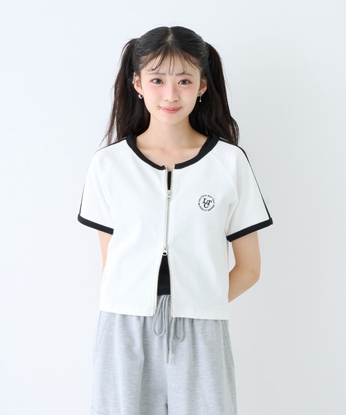LOVETOXIC(ラブトキシック)の「【LTXC/抗菌防臭】タンクつきラインジップ半袖(Tシャツ/カットソー・キッズ・オフホワイト・M:150cm)」の8枚目の写真