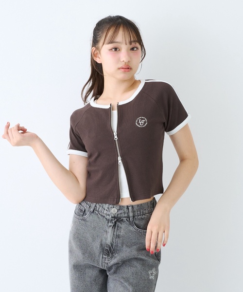 LOVETOXIC(ラブトキシック)の「【LTXC/抗菌防臭】タンクつきラインジップ半袖(Tシャツ/カットソー・キッズ・オフホワイト・M:150cm)」の6枚目の写真