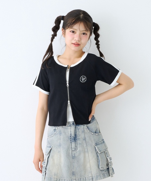 LOVETOXIC(ラブトキシック)の「【LTXC/抗菌防臭】タンクつきラインジップ半袖(Tシャツ/カットソー・キッズ・オフホワイト・M:150cm)」の4枚目の写真