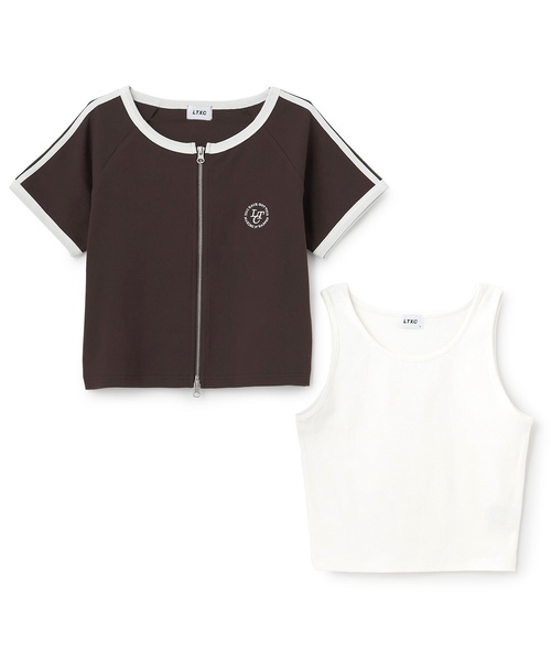 LOVETOXIC(ラブトキシック)の「【LTXC/抗菌防臭】タンクつきラインジップ半袖(Tシャツ/カットソー・キッズ・オフホワイト・M:150cm)」の17枚目の写真