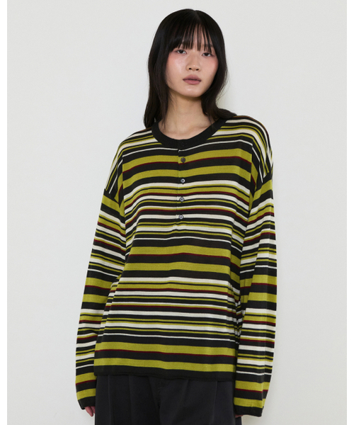 THEENDQUESTION(ジエンドクエスチョン)の「Color stripe knit top / DARK GRAY(ニット/セーター・レディース・その他・FREE)」の4枚目の写真