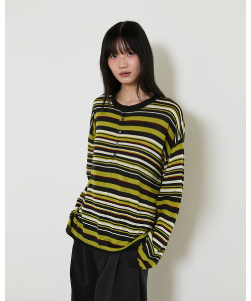 THEENDQUESTION(ジエンドクエスチョン)の「Color stripe knit top / DARK GRAY(ニット/セーター・レディース・その他・FREE)」の11枚目の写真