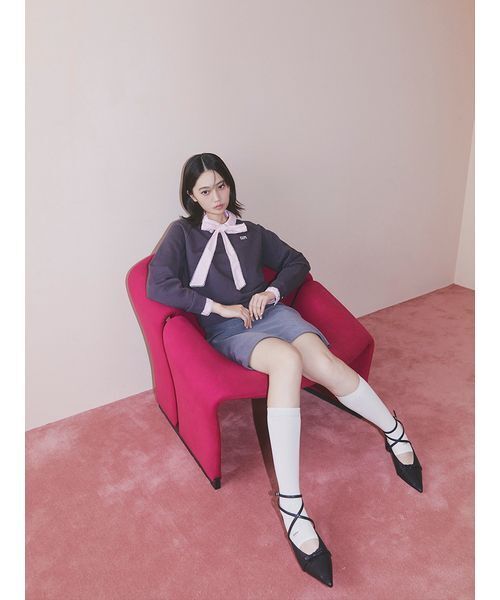 FURFUR(ファーファー)の「【WEB・一部店舗限定カラー】シャツドッキングボウタイスウェット(スウェット・レディース・チャコールグレー/ネイビー/グレー/ホワイト/ライトピンク・F)」の9枚目の写真