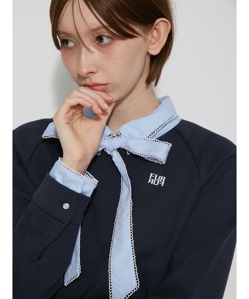 FURFUR(ファーファー)の「【WEB・一部店舗限定カラー】シャツドッキングボウタイスウェット(スウェット・レディース・チャコールグレー/ネイビー/グレー/ホワイト/ライトピンク・F)」の10枚目の写真