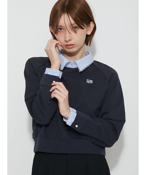 FURFUR(ファーファー)の「【WEB・一部店舗限定カラー】シャツドッキングボウタイスウェット(スウェット・レディース・チャコールグレー/ネイビー/グレー/ホワイト/ライトピンク・F)」の11枚目の写真