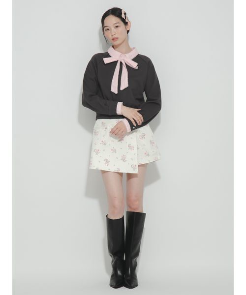 FURFUR(ファーファー)の「【WEB・一部店舗限定カラー】シャツドッキングボウタイスウェット(スウェット・レディース・チャコールグレー/ネイビー/グレー/ホワイト/ライトピンク・F)」の15枚目の写真