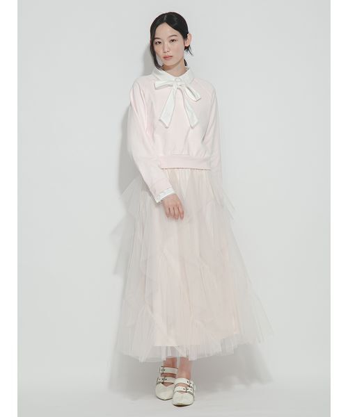 FURFUR(ファーファー)の「【WEB・一部店舗限定カラー】シャツドッキングボウタイスウェット(スウェット・レディース・チャコールグレー/ネイビー/グレー/ホワイト/ライトピンク・F)」の17枚目の写真