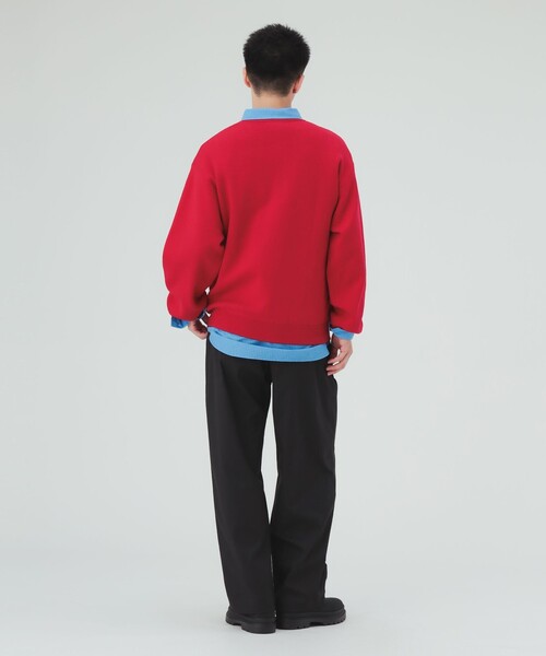 BEAMS HEART(ビームスハート)の「スウェットライク クルーネック ニット(ニット/セーター・メンズ・チャコールグレー/レッド・SMALL/LARGE/MEDIUM)」の10枚目の写真
