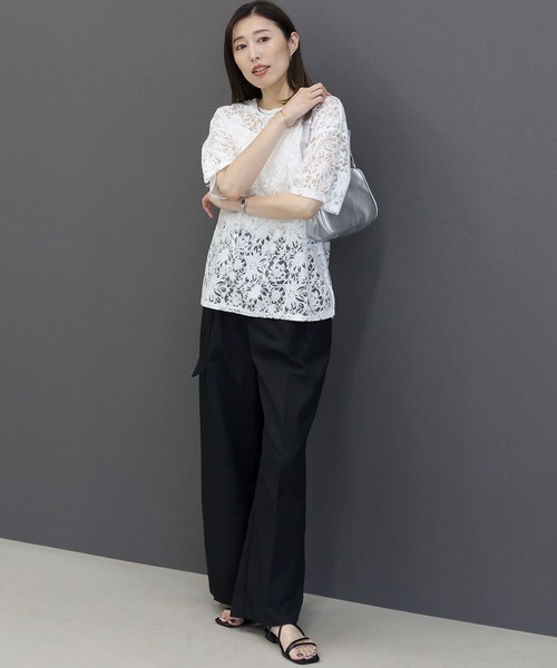 Aletta vita(アレッタビータ)の「シアーレース5分袖プルオーバー(Tシャツ/カットソー・レディース・オフホワイト/ブラック・FREE)」の17枚目の写真
