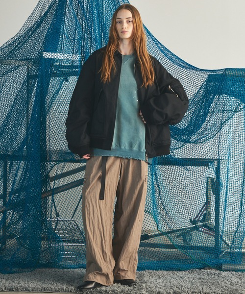 MAISON SPECIAL（メゾンスペシャル）の「《UNISEX》120/2/2 Suvin Cotton Gabardine Prime-Over Leather Collar CWU Flight Jacket/スビンコットンギャバジンプライムオーバー衿レザーCWUフライトジャケット【MAISON SPECIAL/メゾンスペシャル】■セットアップ対応■（ブルゾン・メンズ・カーキ/ブルー/チャコールグレー/ブラック・1/0/2）」の8枚目の写真