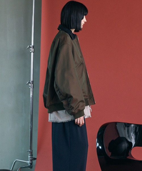MAISON SPECIAL（メゾンスペシャル）の「《UNISEX》120/2/2 Suvin Cotton Gabardine Prime-Over Leather Collar CWU Flight Jacket/スビンコットンギャバジンプライムオーバー衿レザーCWUフライトジャケット【MAISON SPECIAL/メゾンスペシャル】■セットアップ対応■（ブルゾン・メンズ・カーキ/ブルー/チャコールグレー/ブラック・1/0/2）」の15枚目の写真