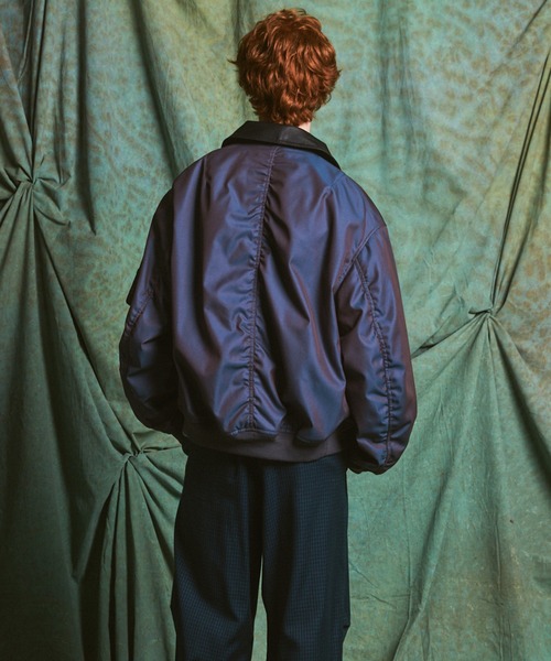 MAISON SPECIAL（メゾンスペシャル）の「《UNISEX》120/2/2 Suvin Cotton Gabardine Prime-Over Leather Collar CWU Flight Jacket/スビンコットンギャバジンプライムオーバー衿レザーCWUフライトジャケット【MAISON SPECIAL/メゾンスペシャル】■セットアップ対応■（ブルゾン・メンズ・カーキ/ブルー/チャコールグレー/ブラック・1/0/2）」の19枚目の写真