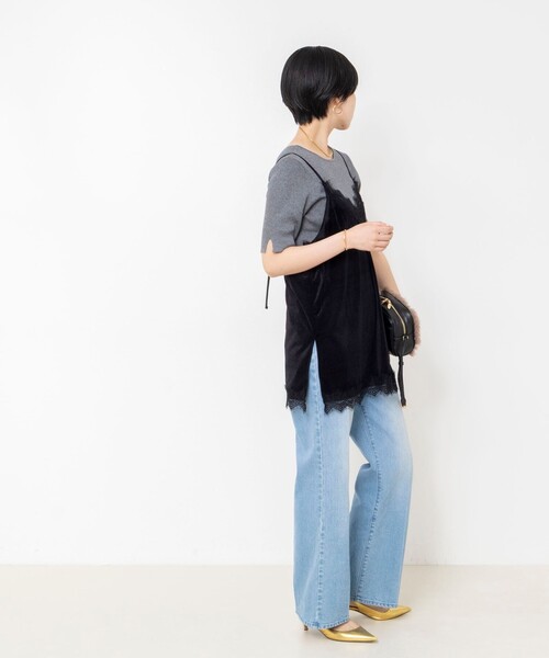 NOLLEY’S Sophi(ノーリーズソフィ)の「ウォッシャブルベロアレーストリミングキャミ(キャミソール・レディース・ブラック/カーキ・38)」の13枚目の写真