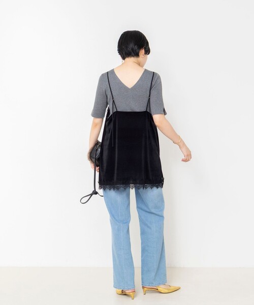 NOLLEY’S Sophi(ノーリーズソフィ)の「ウォッシャブルベロアレーストリミングキャミ(キャミソール・レディース・ブラック/カーキ・38)」の14枚目の写真