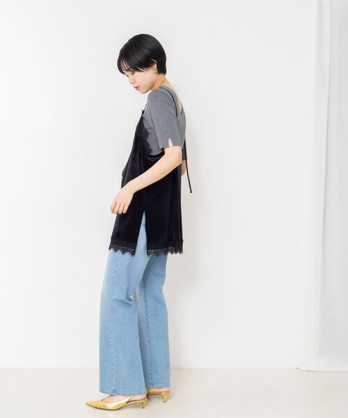 NOLLEY’S Sophi(ノーリーズソフィ)の「ウォッシャブルベロアレーストリミングキャミ(キャミソール・レディース・ブラック/カーキ・38)」の15枚目の写真