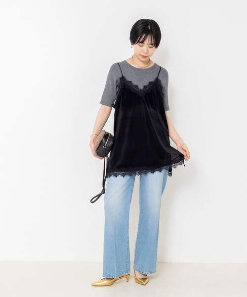 NOLLEY’S Sophi(ノーリーズソフィ)の「ウォッシャブルベロアレーストリミングキャミ(キャミソール・レディース・ブラック/カーキ・38)」の16枚目の写真