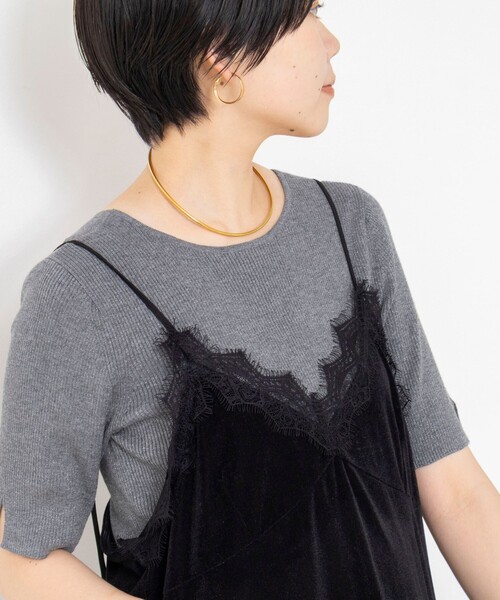 NOLLEY’S Sophi(ノーリーズソフィ)の「ウォッシャブルベロアレーストリミングキャミ(キャミソール・レディース・ブラック/カーキ・38)」の20枚目の写真