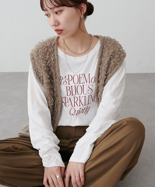 DISCOAT(ディスコート)の「強撚シアーロゴTシャツ(Tシャツ/カットソー・レディース・ブラック/ブラウン/オフホワイト・FREE)」の2枚目の写真