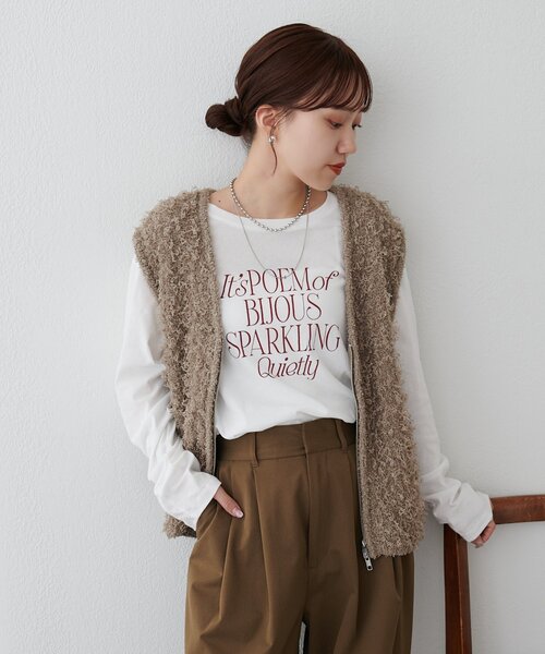 DISCOAT(ディスコート)の「強撚シアーロゴTシャツ(Tシャツ/カットソー・レディース・ブラック/ブラウン/オフホワイト・FREE)」の6枚目の写真
