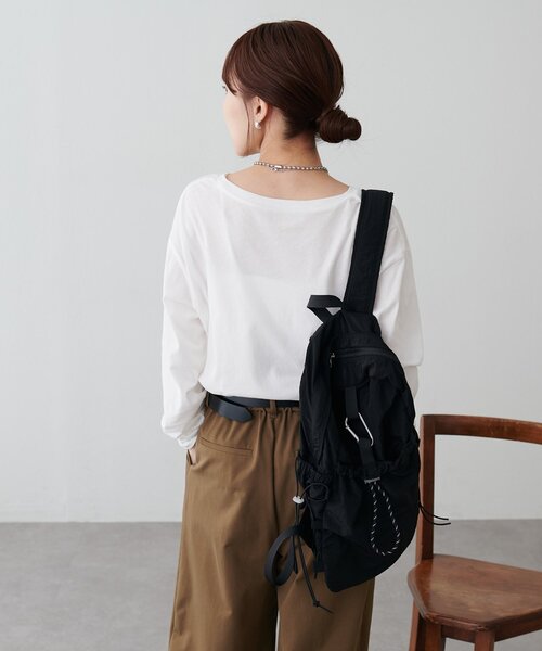 DISCOAT(ディスコート)の「強撚シアーロゴTシャツ(Tシャツ/カットソー・レディース・ブラック/ブラウン/オフホワイト・FREE)」の9枚目の写真