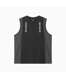 Refocus Mesh Sleeveless Top_Charcoal
