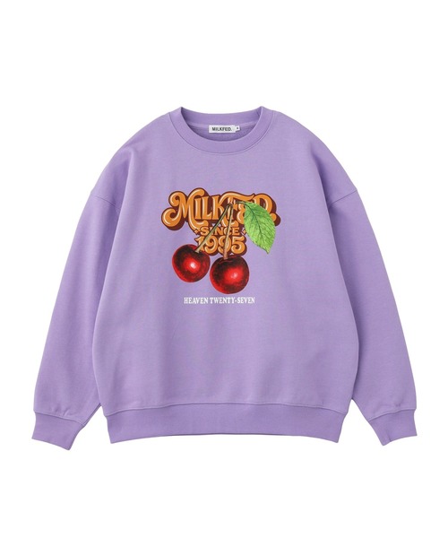 MILKFED.（ミルクフェド）の「CHERRY LOGO SWEAT TOP（スウェット・レディース・オフホワイト/ネイビー/ライトパープル・L/M）」の21枚目の写真