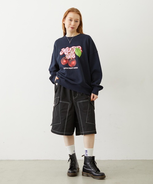 MILKFED.（ミルクフェド）の「CHERRY LOGO SWEAT TOP（スウェット・レディース・オフホワイト/ネイビー/ライトパープル・L/M）」の12枚目の写真