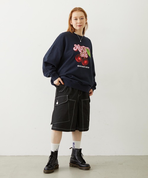 MILKFED.（ミルクフェド）の「CHERRY LOGO SWEAT TOP（スウェット・レディース・オフホワイト/ネイビー/ライトパープル・L/M）」の13枚目の写真