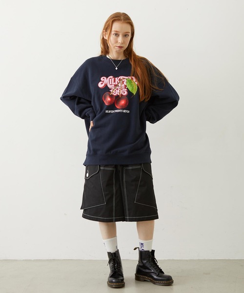 MILKFED.（ミルクフェド）の「CHERRY LOGO SWEAT TOP（スウェット・レディース・オフホワイト/ネイビー/ライトパープル・L/M）」の15枚目の写真