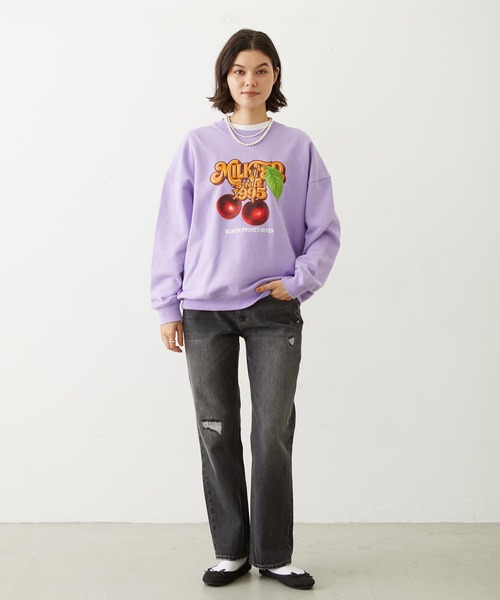 MILKFED.（ミルクフェド）の「CHERRY LOGO SWEAT TOP（スウェット・レディース・オフホワイト/ネイビー/ライトパープル・L/M）」の18枚目の写真