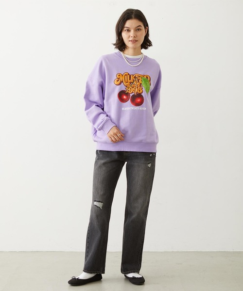 MILKFED.（ミルクフェド）の「CHERRY LOGO SWEAT TOP（スウェット・レディース・オフホワイト/ネイビー/ライトパープル・L/M）」の20枚目の写真